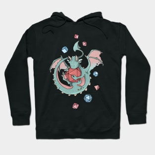 Dice goblin with dice (but dragon, adorable teal) Hoodie